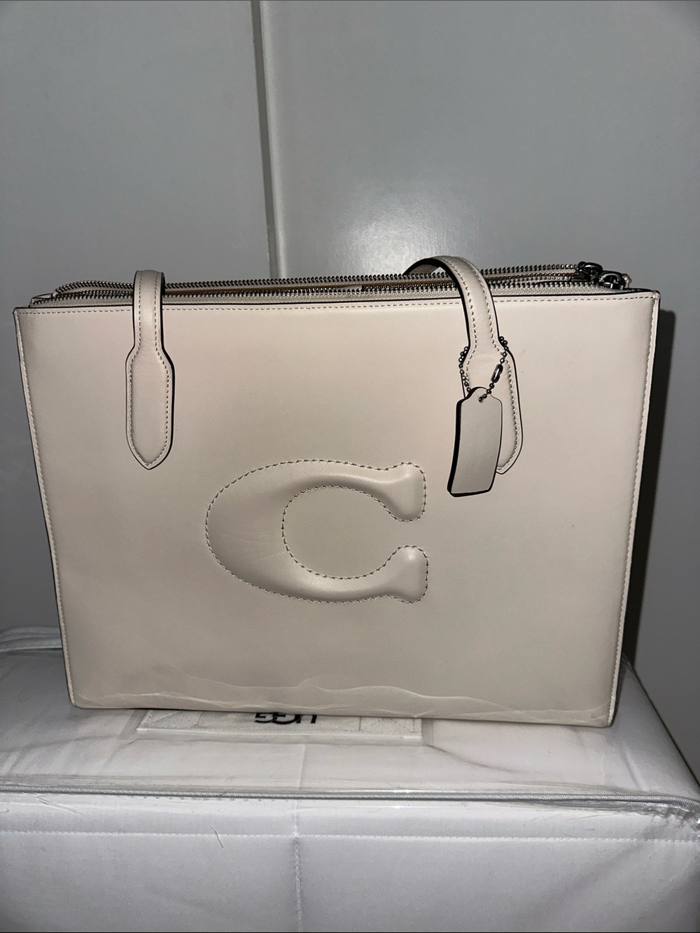 Coach Cream Leather Tote